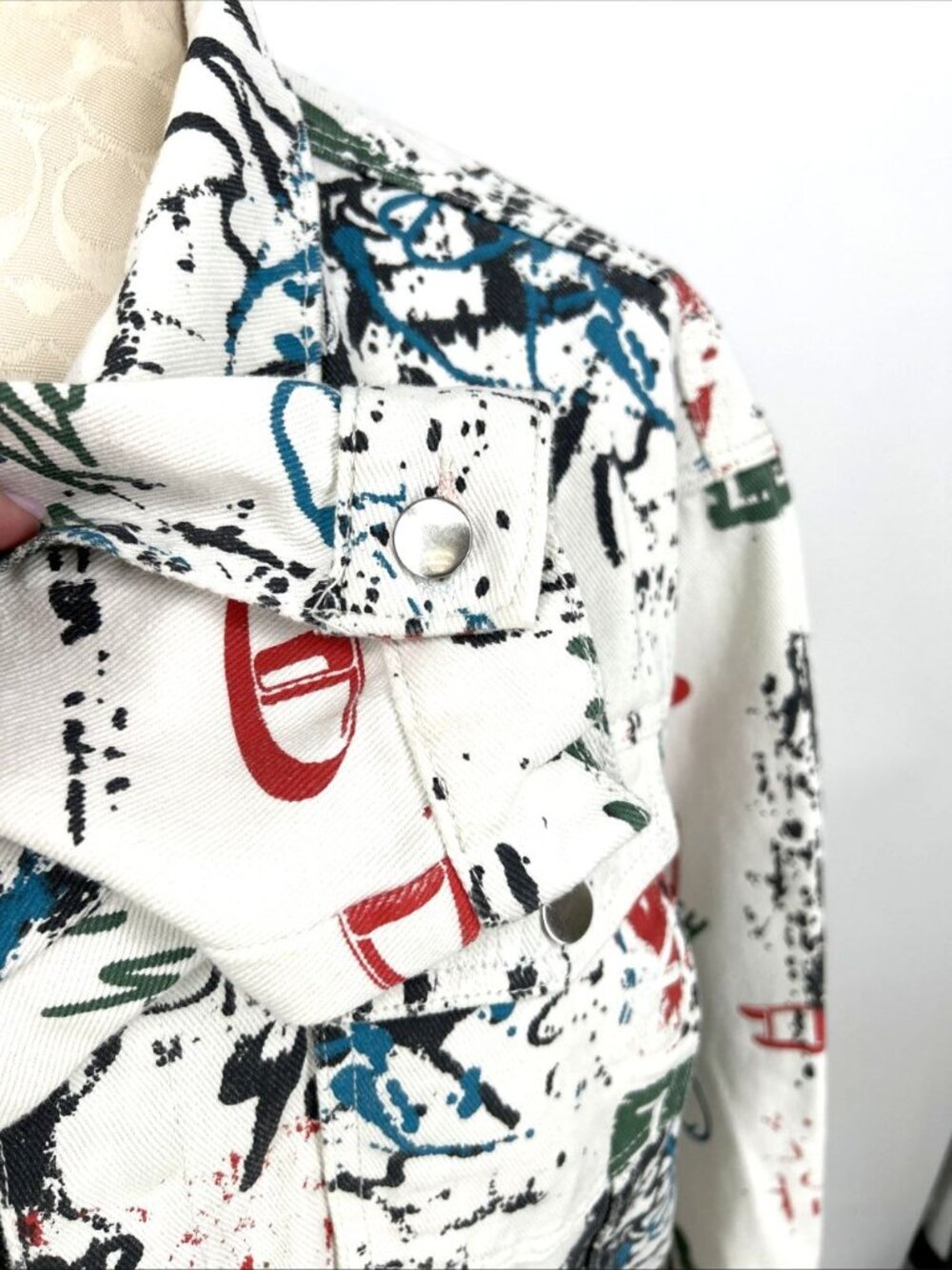 Manfinity Graffiti Jacket Mens Sz M Metal Buttons 100% Cotton Streetwear - Picture 4 of 8